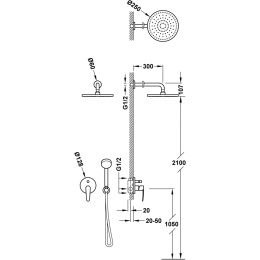 Tres Flat zestaw prysznicowy podtynkowy z deszczownicą chrom 204.180.02