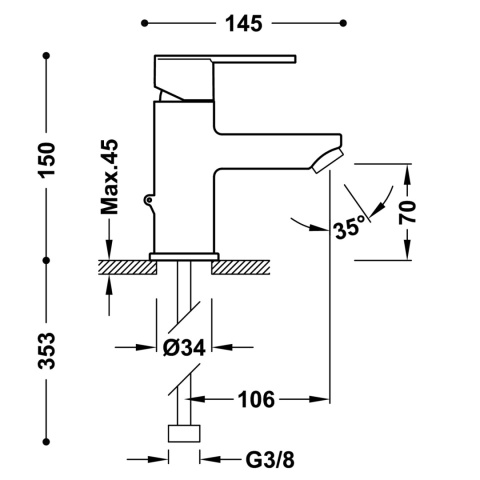 Tres LEX-TRES - bateria umywalkowa chrom 186103