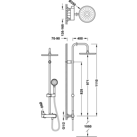 Tres Lex-Tres Komplet słuchawka-drążek chrom 18119102