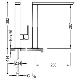 Tres Loft-Tres Bateria umywalkowa chrom 20020503
