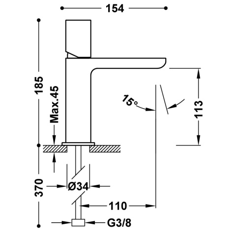 Tres Loft-Tres Bateria umywalkowa kolor chrom 20010302