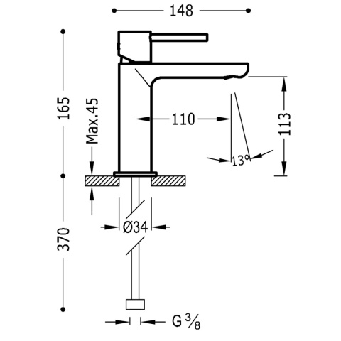 Tres Max-Tres Jednouchwytowa bateria umywalkowa chrom 06210302