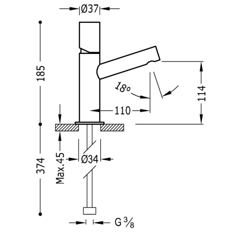 Tres Max-Tres Jednouchwytowa bateria umywalkowa i korkiem automatycznym chrom 061.103.01.D