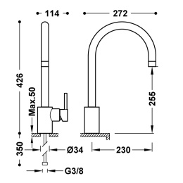 Tres Max Tres bateria kuchenna stojąca chrom 162440