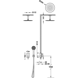 Tres Max zestw prysznicowy BATERII JEDNOUCHWYTOWEJ PODTYNKOWEJ 2-DROŻNEJ PRYSZNICOWEJ chrom 06218081