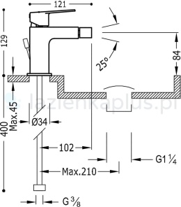 Tres Project bateria bidetowa chrom 211.120.01.D