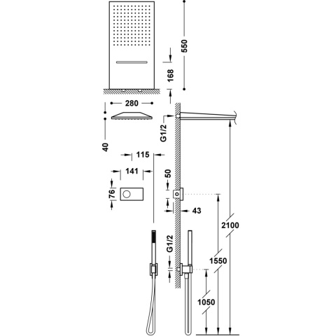Tres Shower Technology zestaw prysznicowy chrom 09286308