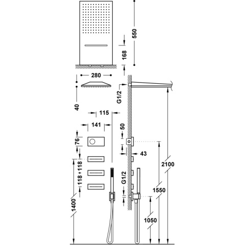 Tres Shower Technology zestaw prysznicowy chrom 09286408