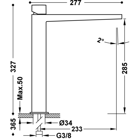 Tres Slim-Tres Bateria umywalkowa chrom 20210306