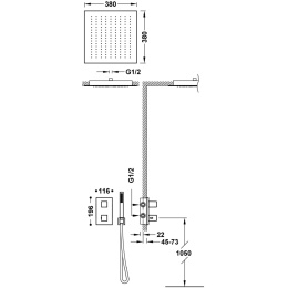 Z kodem LATO -7% !!! Tres Therm-Box Zestaw prysznicowy podtynkowy termostatyczny z deszczownicą chrom 00625005