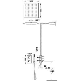 Tres Therm-Box Zestaw prysznicowy podtynkowy termostatyczny z deszczownicą chrom 00625005