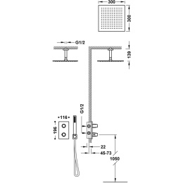 Tres Therm-Box zestaw prysznicowy podtynkowy termostatyczny z deszczownicą chrom 21125003