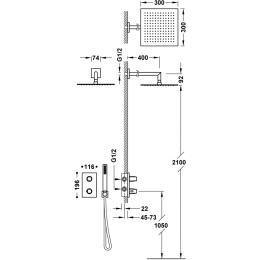 Tres Therm-Box zestaw prysznicowy podtynkowy termostatyczny z deszczownicą chrom 21125004