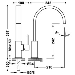 Tres Top Tres bateria kuchenna stojąca chrom 130498