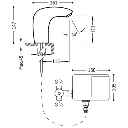 Tres Trestronic Bateria umywalkowa elektroniczna kolor chrom 19290603