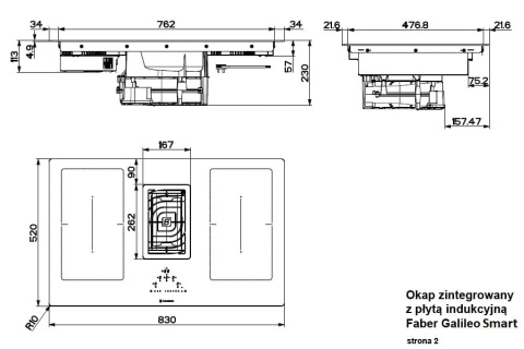 Faber Studio Okap GALILEO SMART BK GLASS 83 zintegrowany z płytą indukcyjną czarne szkło 340.0577.694 Faber Studio Okap GALILEO SMART BK GLASS 83 zintegrowany z płytą indukcyjną czarne szkło 340.0577.694