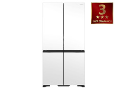 Hitachi Chłodziarko-zamrażarka FRENCH 4 DOOR, 90x184cm, białe szkło, zamrażarka na dole, DeLuxe (MGW) R-WB640VRU0X-1