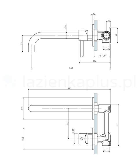 Omnires Y bateria umywalkowa podtynkowa długa wylewka chrom Y1215HLCR