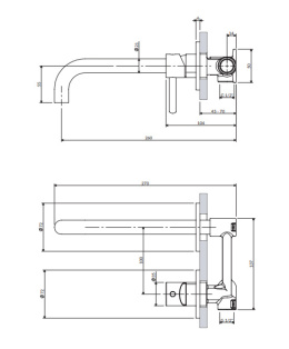 Omnires Y bateria umywalkowa podtynkowa z długą wylewką biały mat Y1215HLWM