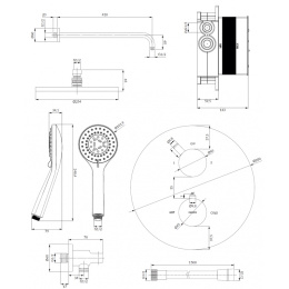 Omnires Y zestaw prysznicowy podtynkowy termostatyczny mosiądz szczotkowany SYSYT05BSB