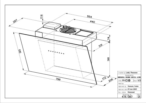 Faber Studio Okap AIR HUB VERTICAL BK 80 Przyścienny czarne szkło 330.0676.814 Faber Studio Okap AIR HUB VERTICAL BK 80 Przyścienny czarne szkło 330.0676.814