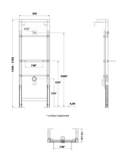 ROCA Stelaż podtynkowy do pisuaru 118cm, z dopływem z góry A890074000