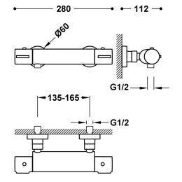 TRES CANIGO Bateria prysznicowa termostatyczna, chrom 21716401