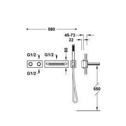 Tres B-System bateria wannowo-prysznicowa podtynkowa termostatyczna chrom 30725207