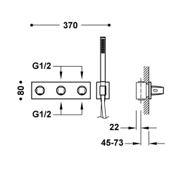 Tres B-System bateria wannowo-prysznicowa podtynkowa termostatyczna chrom 30725401