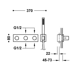 Tres B-System bateria wannowo-prysznicowa podtynkowa termostatyczna chrom 30735401