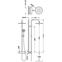 Tres BASE Zestaw natryskowy z baterią termostatyczną 21639301