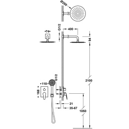 Tres Base-Tres Plus Zestaw natryskowy z baterią podtynkową Rapid-Box chrom 21628004