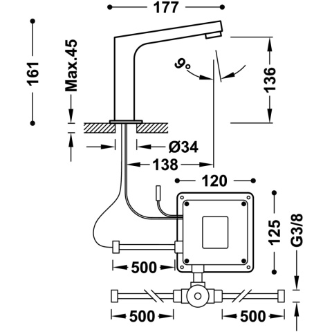 Z kodem LATO -7% !!! Tres Bateria elektroniczna umywalkowa z systemem mieszania wstępnego chrom 39210309 Z kodem LATO -7% !!! Tres Bateria elektroniczna umywalkowa z systemem mieszania wstępnego chrom 39210309