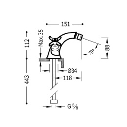 Tres Clasic Bateria dwuuchwytowa do bidetu 24212101 Chrom