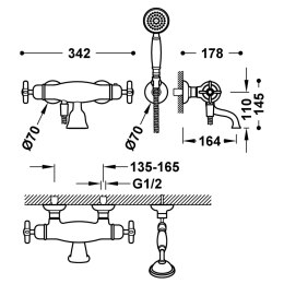 Tres Clasic bateria termostatyczna wannowa chrom 24217409