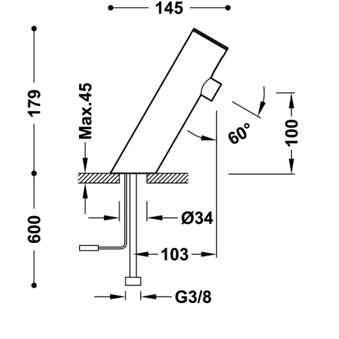 Tres Electronica Elektroniczna bateria 1-drożna umywalkowa Chrom 39210302