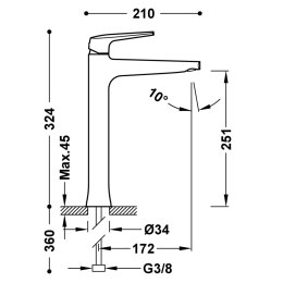 Tres Fuji bateria umywalkowa stojąca XXL chrom 28180301