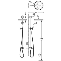 Tres Monoclasic zestaw prysznicowy ścienny chrom 242476022