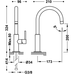 Tres Study-Tres bateria umywalkowa stojąca chrom 262.904.02