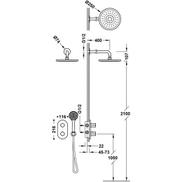 Tres Therm-Box zestaw prysznicowy podtynkowy termostatyczny z deszczownicą chrom 21525004