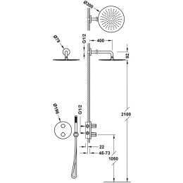 Tres Therm-Box zestaw prysznicowy podtynkowy termostatyczny z deszczownicą czarny mat 26225004NM