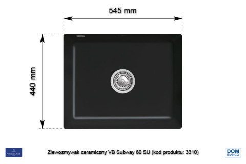 VILLEROY & BOCH Zlewozmywak SUBWAY 60SU MAN. pure black PREMIUMLINE, podblatowy VB-3310 01 R7 VILLEROY & BOCH Zlewozmywak SUBWAY 60SU MAN. pure black PREMIUMLINE, podblatowy VB-3310 01 R7