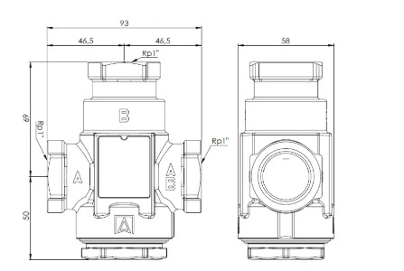 AFRISO zawór temperaturowy ATV 335, DN25, Rp1", kvs 9, 55°C 1633510 AFRISO zawór temperaturowy ATV 335, DN25, Rp1", kvs 9, 55°C 1633510