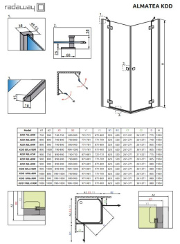 Radaway Almatea KDD kabina prysznicowa 90x90 cm kwadratowa chrom/szkło przezroczyste 32152-01-01N