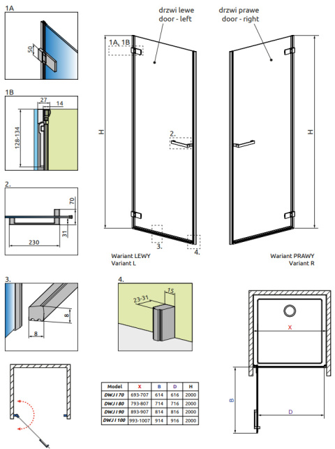 Radaway Arta DWJ I drzwi wnękowe 100 cm lewe chrom+/szkło przezroczyste 386073-03-01L Radaway Arta DWJ I drzwi wnękowe 100 cm lewe chrom+/szkło przezroczyste 386073-03-01L