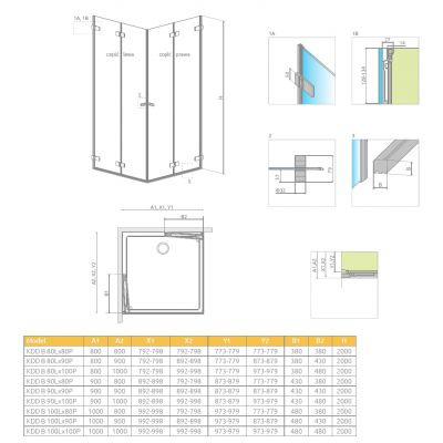 Radaway Arta KDD B drzwi prysznicowe 90 cm prawe do kabiny narożnej chrom+/szkło przezroczyste 386161-03-01R