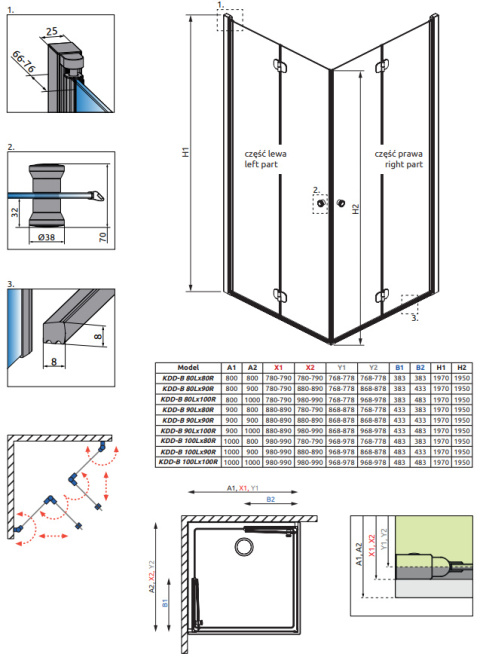 Radaway Eos KDD B kabina prysznicowa 100L x 80P cm prostokątna chrom/szkło przezroczyste 137333-01-01R Radaway Eos KDD B kabina prysznicowa 100L x 80P cm prostokątna chrom/szkło przezroczyste 137333-01-01R