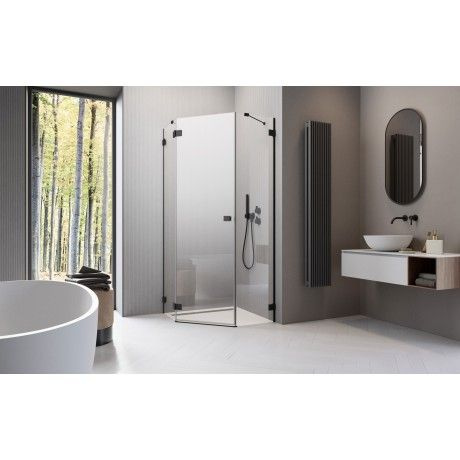 Radaway Essenza Pro Black PTJ kabina prysznicowa 90x100 cm lewa czarny mat/szkło przezroczyste 10100000-54-01L/10100700-01-01