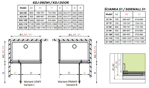 Radaway Essenza Pro Brushed Copper KDJ drzwi prysznicowe 120 cm lewe miedź szczotkowana/szkło przezroczyste 10097120-93-01L