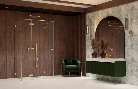 Radaway Essenza Pro Brushed Gold KDJ+S drzwi prysznicowe 100 cm lewe złoty szczotkowany/szkło przezroczyste 10097310-99-01L